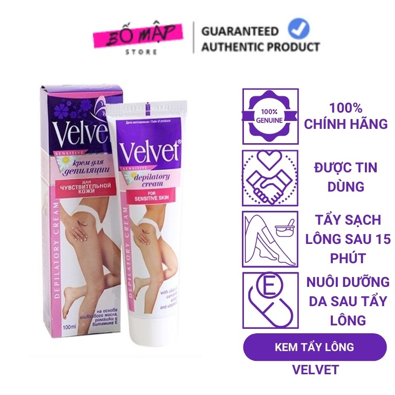 Kem tẩy lông VELVET Nga 100ml - tẩy sạch lông trong 15 phút an toàn cho da