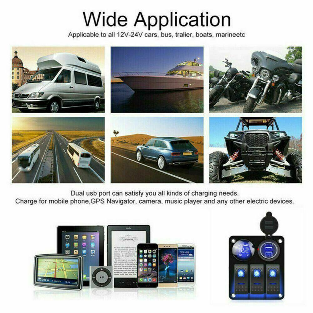 Vôn Kế Kỹ Thuật Số Cổng USB Kép Có Đèn LED Chống Nước Sửa Chữa Xe Hơi / Caravans