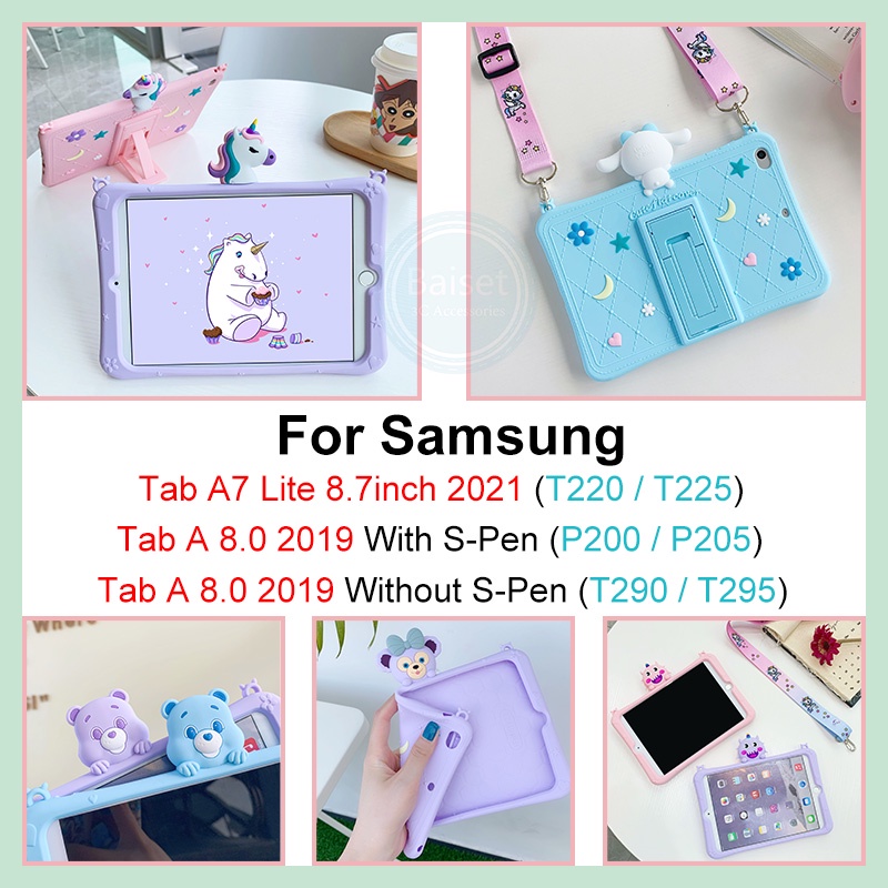 Ốp Máy Tính Bảng Silicon Có Giá Đỡ Hình Kỳ Lân Cho Samsung Tab A7 Lite 2021 T220 T225 Tab A 8.0 2019 T290 T295 P200 P205