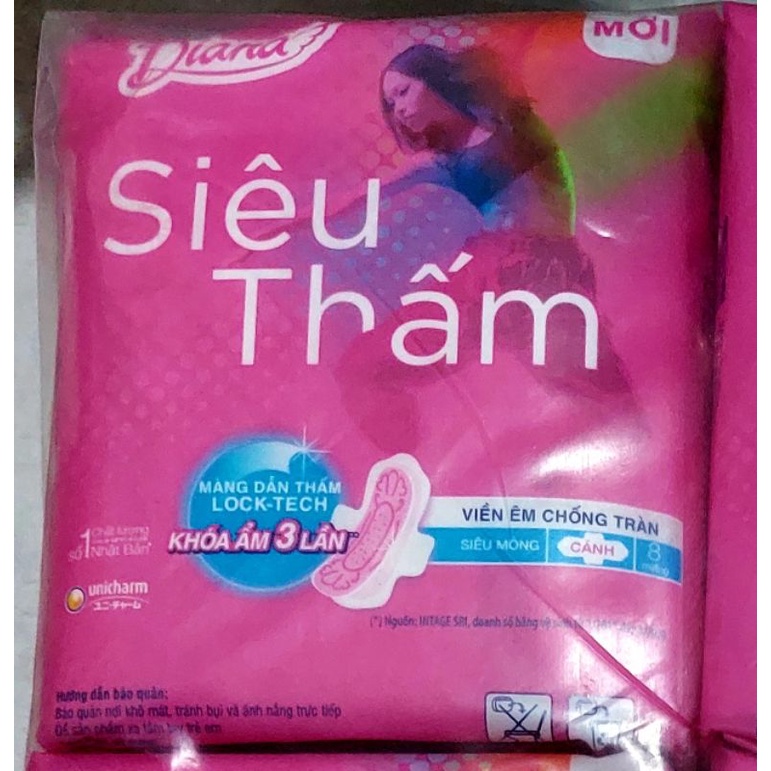 Combo 6 gói Băng Vệ Sinh Diana Siêu Thấm Siêu Mỏng cánh