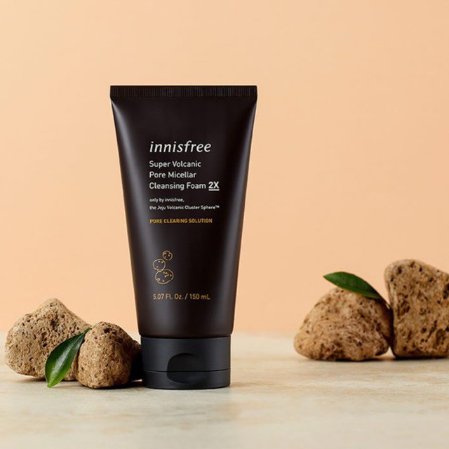 Sữa Rửa Mặt Tạo Bọt Làm Sạch Sâu Chứa Tro Núi Lửa Innisfree Super Volcanic Pore Micellar Cleansing Foam 2X 150ml