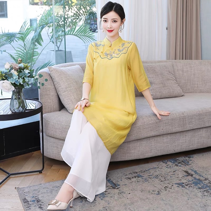 Váy kiểu cổ trang trung hoa trung quốc hán phục váy sườn xám cách tân
