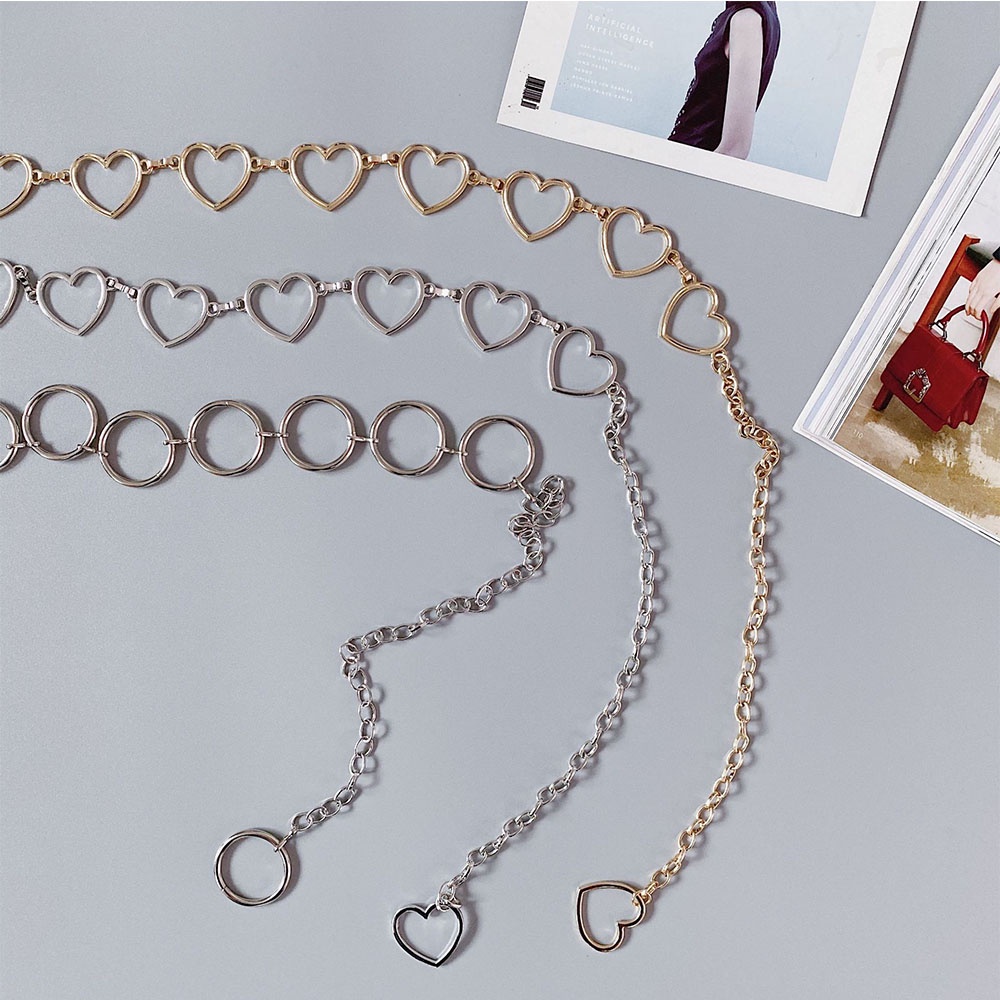 Thắt Lưng Dây Xích Kim Loại Hình Trái Tim Nhiều Màu Thời Trang Quyến Rũ Cho Nữ