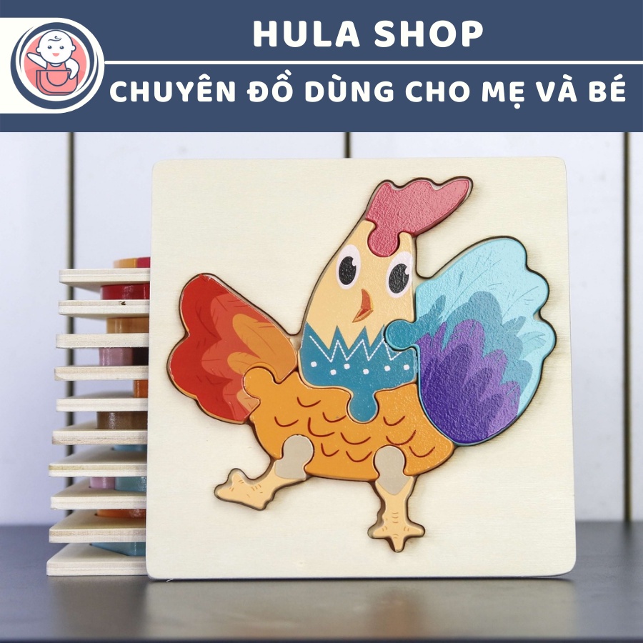 Tranh ghép hình 3D gỗ nổi mẫu gà trống cho bé vừa học vừa chơi Toys House