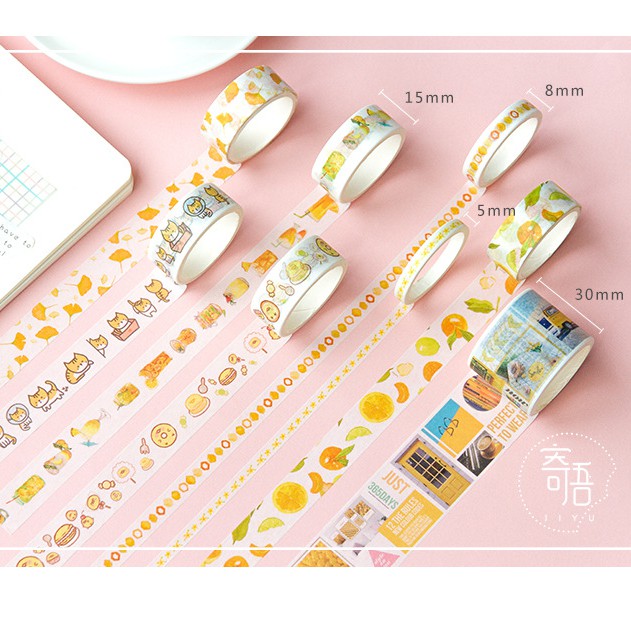 Set 20 Cuộn Băng Dính Washi Tape Trang Trí Scrapbook, Planner