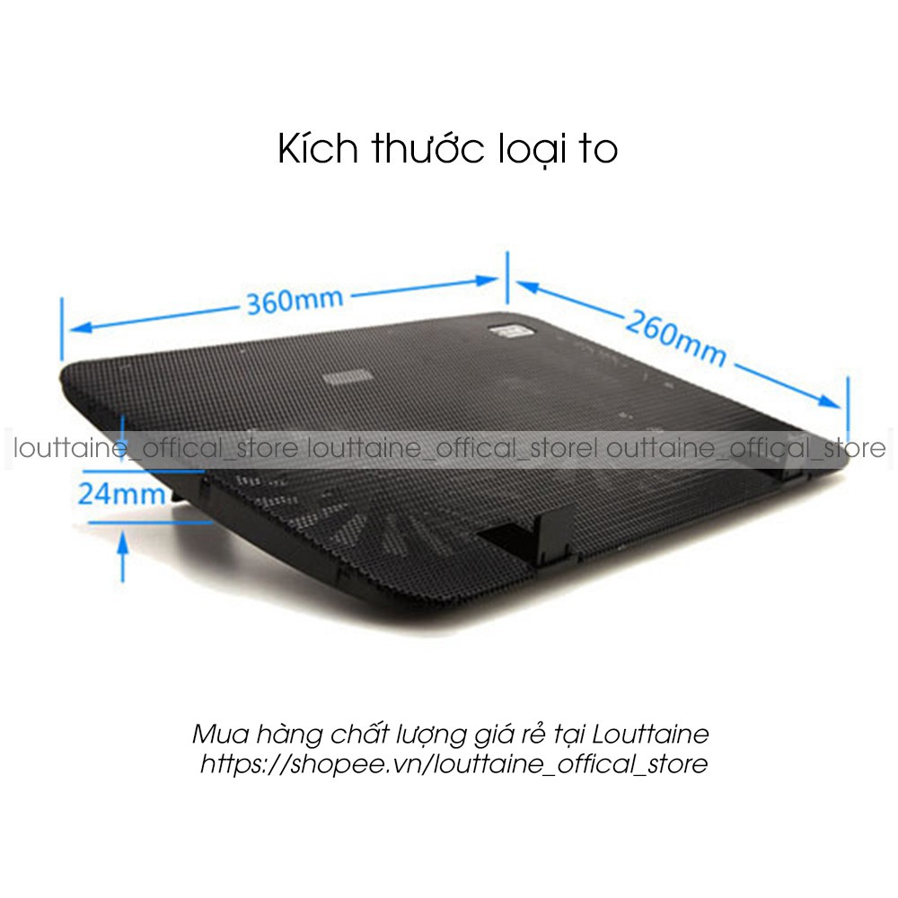 Đế tản nhiệt laptop Cooling Pad LOUTTAINE 2 quạt cắm USB vỏ hợp kim cực bền, giá đỡ làm mát máy tính macbook giá rẻ