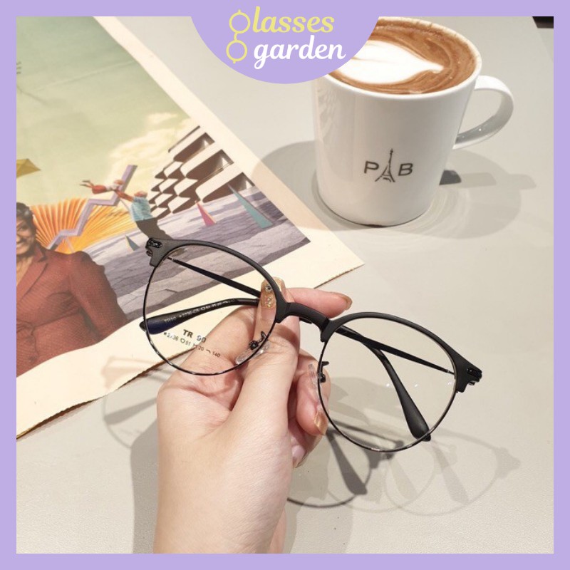 Gọng kính cận nam nữ nửa viền Glasses Garden kim loại vintage 2736 - Có lắp mắt theo yêu cầu