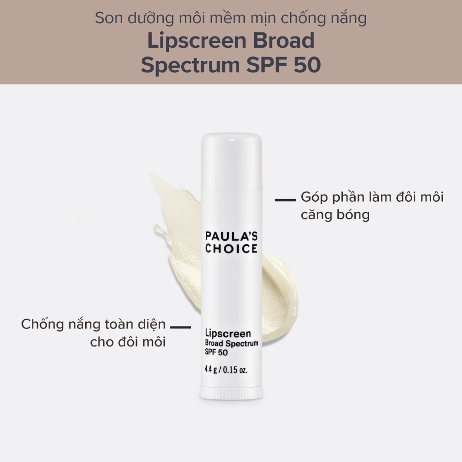 Dưỡng Môi Mềm Mịn Chống Nắng Paula's Choice LipScreen Broad Spectrum SPF 50 4.4g