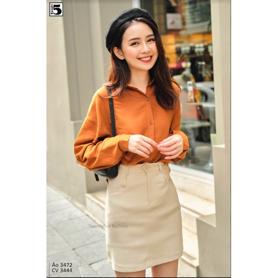 Chân váy nữ chữ A trơn, túi moi vuông Twentyfive 3444