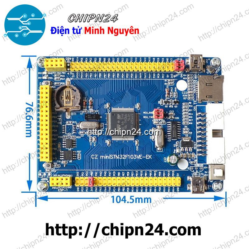 [1 MẠCH] (A24) KIT STM32F103VET6 Mini (72MHz 512KFlash 64KRAM)