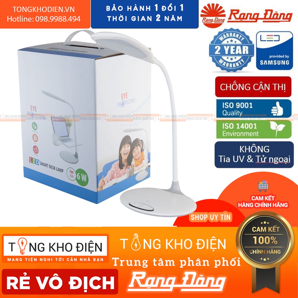 Đèn bàn học LED chống cận Rạng Đông 3 chế độ màu (Trắng/Trắng ấm/Vàng), 5 cấp độ ánh sáng cao cấp RL-21