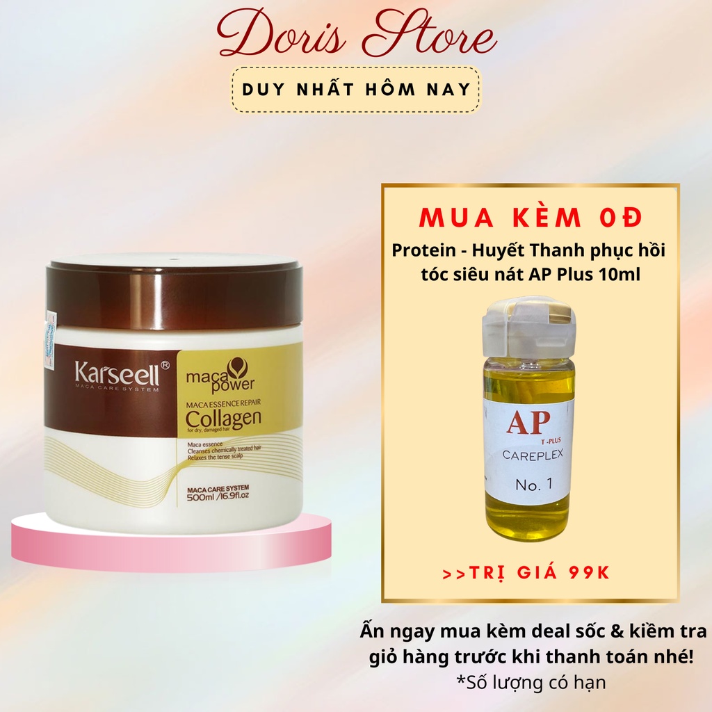 Kem ủ tóc COLLAGEN KARSEELL 500ML chính hãng phục hồi tóc khô xơ hư tổn siêu mượt | Dầu hấp ủ xả tóc COLLAGEN KARSEELL