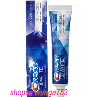 Kem Đánh Răng 158g Crest 3D White Advanced Triple Whitening Chính Hãng.