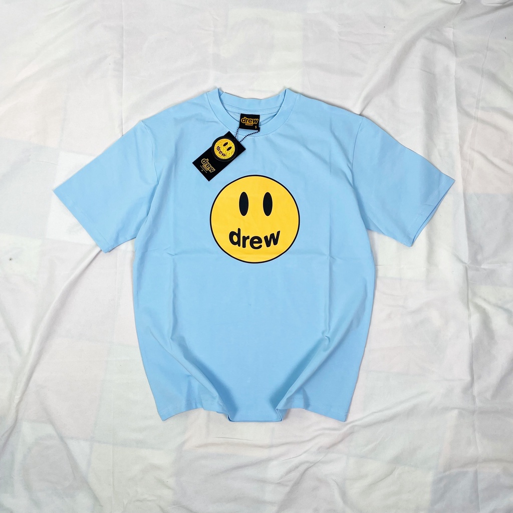 Áo thun unisex tay lỡ nam nữ, Drew House mặt cười Form rộng, chất Cotton, thời trang cá tính phong cách Hàn Quốc