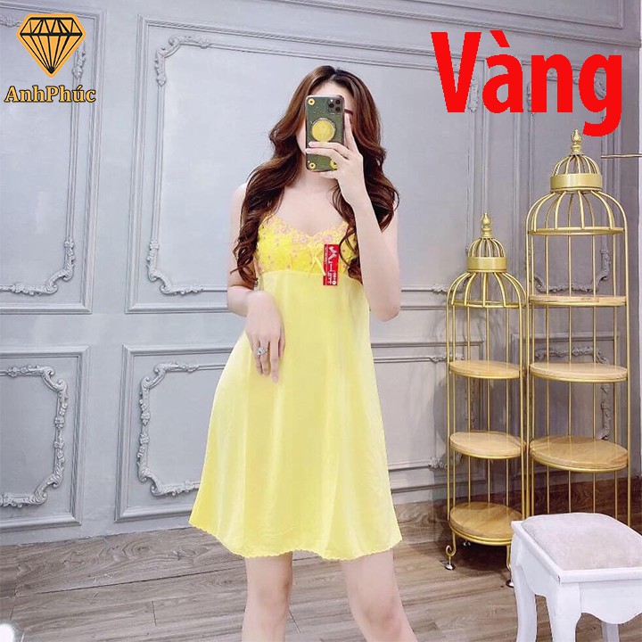 Đầm ngủ 2 dây thun lạnh mặc mát Anh Phúc + Đầm 2 Dây