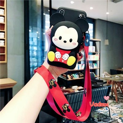 Ốp Điện Thoại Mềm Kèm Ví Hình Mickey Minnie Doraemon Stitch Dành Cho iPhone X XR XS Max 8 7 6 6s Plus