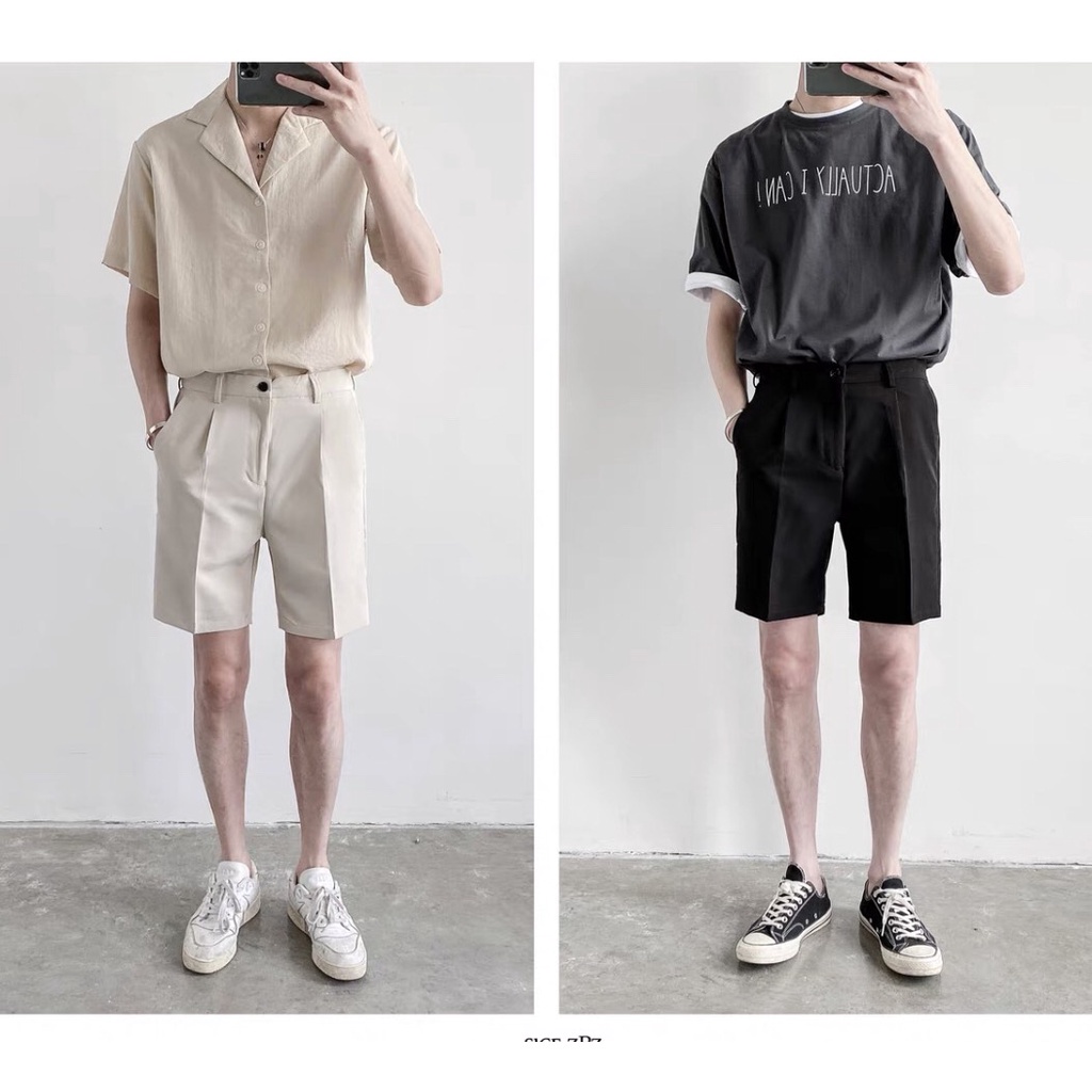 Quần short ngố vải âu nam RIO thiết kế hàn quốc mới cạp chun thoải mái khi xử dụng form dáng trẻ trung vải cotton hè