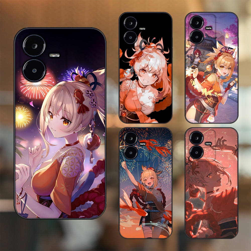 Ốp lưng Vivo Y22s viền đen in hình Yoimiya Genshin Impact