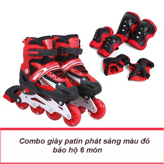 GIÀY TRƯỢT PATIN PHÁT SÁNG CHO BÉ TRAI VÀ BÉ GÁI KÈM BỘ GIÁP BẢO HỘ PATIN CAO CẤP