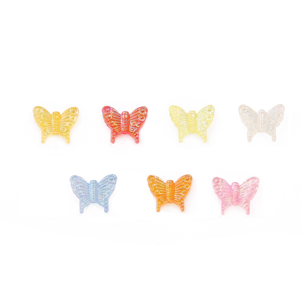 Bộ 20 hạt nhựa acrylic hình bướm nhiều màu 15x13mm dùng làm trang sức thủ công