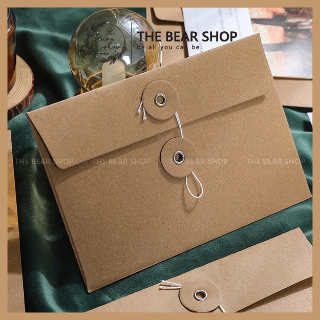 Bao thư giấy kraft số lượng 5 cái kích thước 17x11,5cm, phong bì vintage hàng loại 1 - The Bear Shop