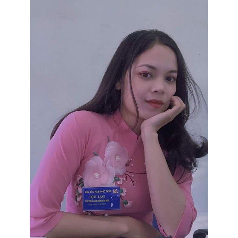 set áo dài thêu hoa nổi