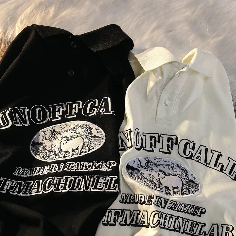 Áo Thun Polo Nam Nữ  Form Rộng Con Cừu Unoffcall Vải Dày Mịn Thoáng Mát Thiết Kế Thời Trang Kiểu Dáng Năng Động