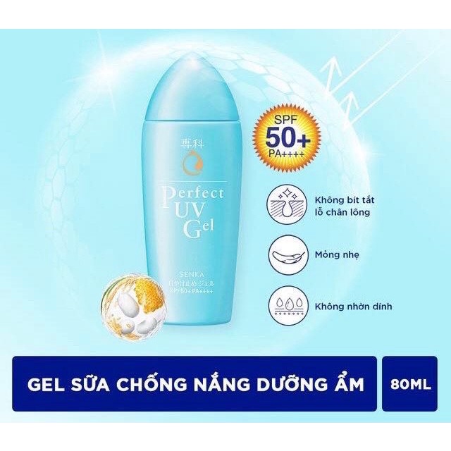 Gel Chống Nắng Dưỡng Ẩm Senka Perfect UV Gel SPF 50+/PA++++ 80ml