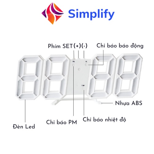 Đồng hồ led 3d thông minh phát sáng treo tường, để bàn decor cực đẹp – shop Simplify