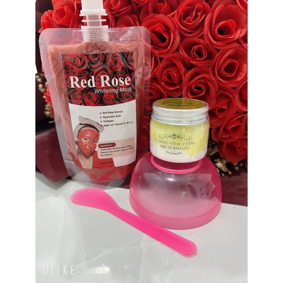 Combo ủ trắng vitac 2 tầng mix tế bào gốc+ huyết hoa hồng( tặng thìa)