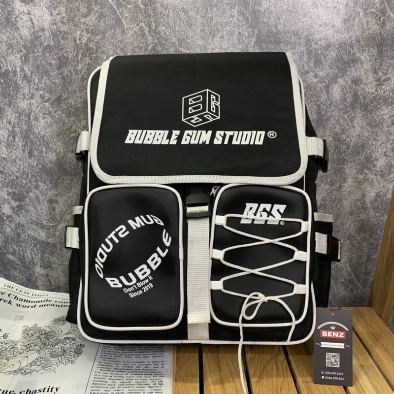 Balo thời trang nam nữ BUBLE GUM STUDIO chất vải Canvas chống thấm nước nắp gập kích cỡ lớn nhiều ngăn tiện dụng AT116