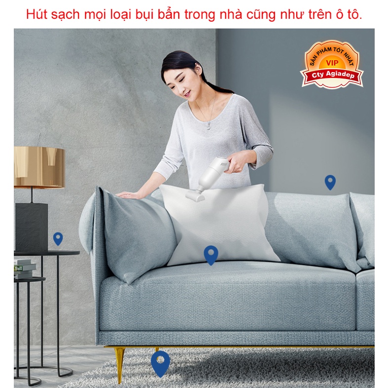 Máy hút bụi không dây Pin sạc ST8000 oto, nhà, bàn thờ, giường đệm