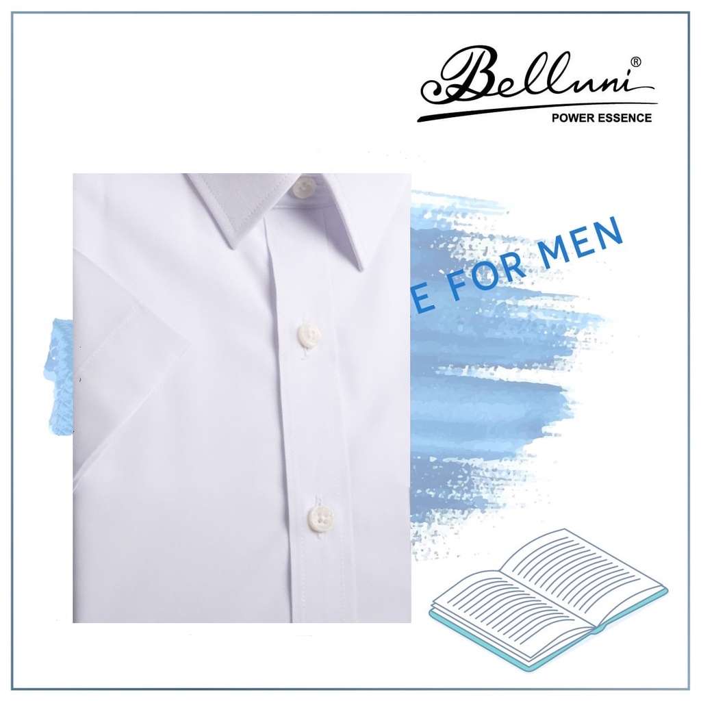 Áo trắng sơ mi nam ngắn tay thương hiệu thời trang Belluni 199W