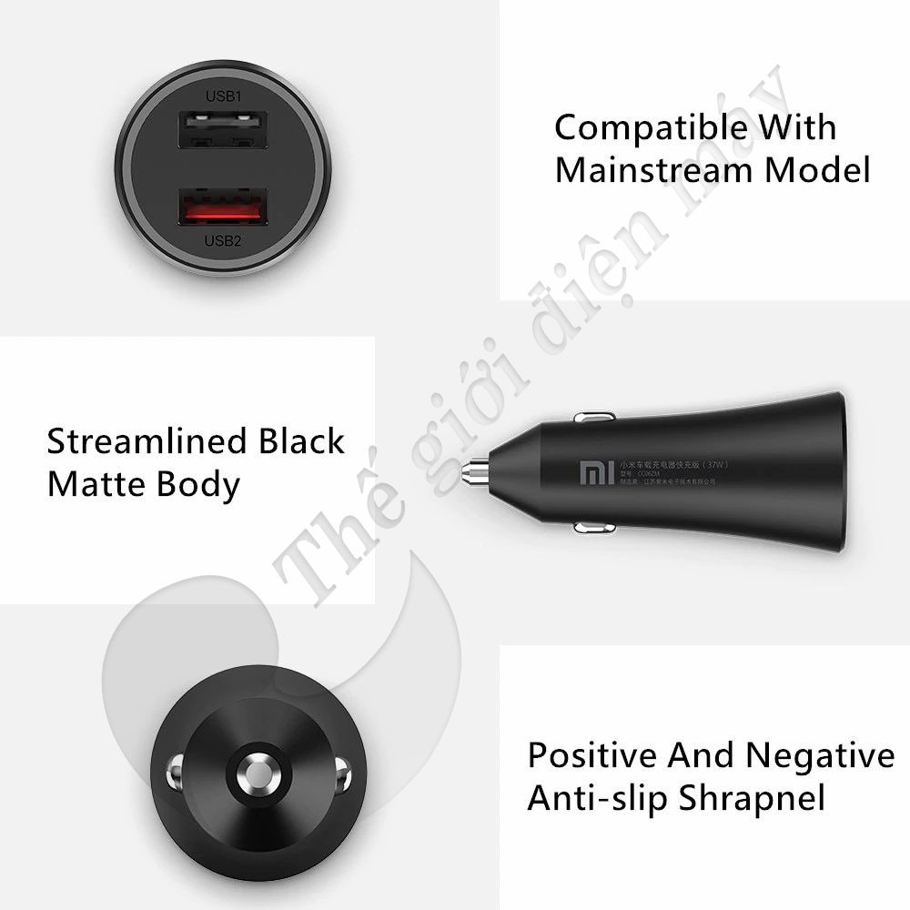 Sạc Nhanh ô tô Xiaomi 37W 2 cổng USB - Bảo Hành 6 Tháng - Shop Điện Máy Center