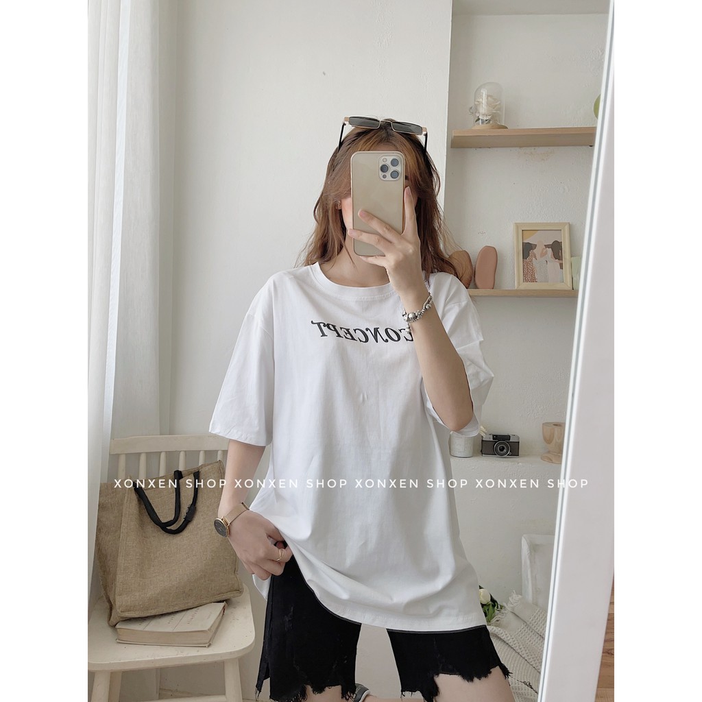 ÁO THUN NỮ form rộng in chữ đơn giản dễ thương chất cotton dày dặn XONXEN SHOP freesize mã 09