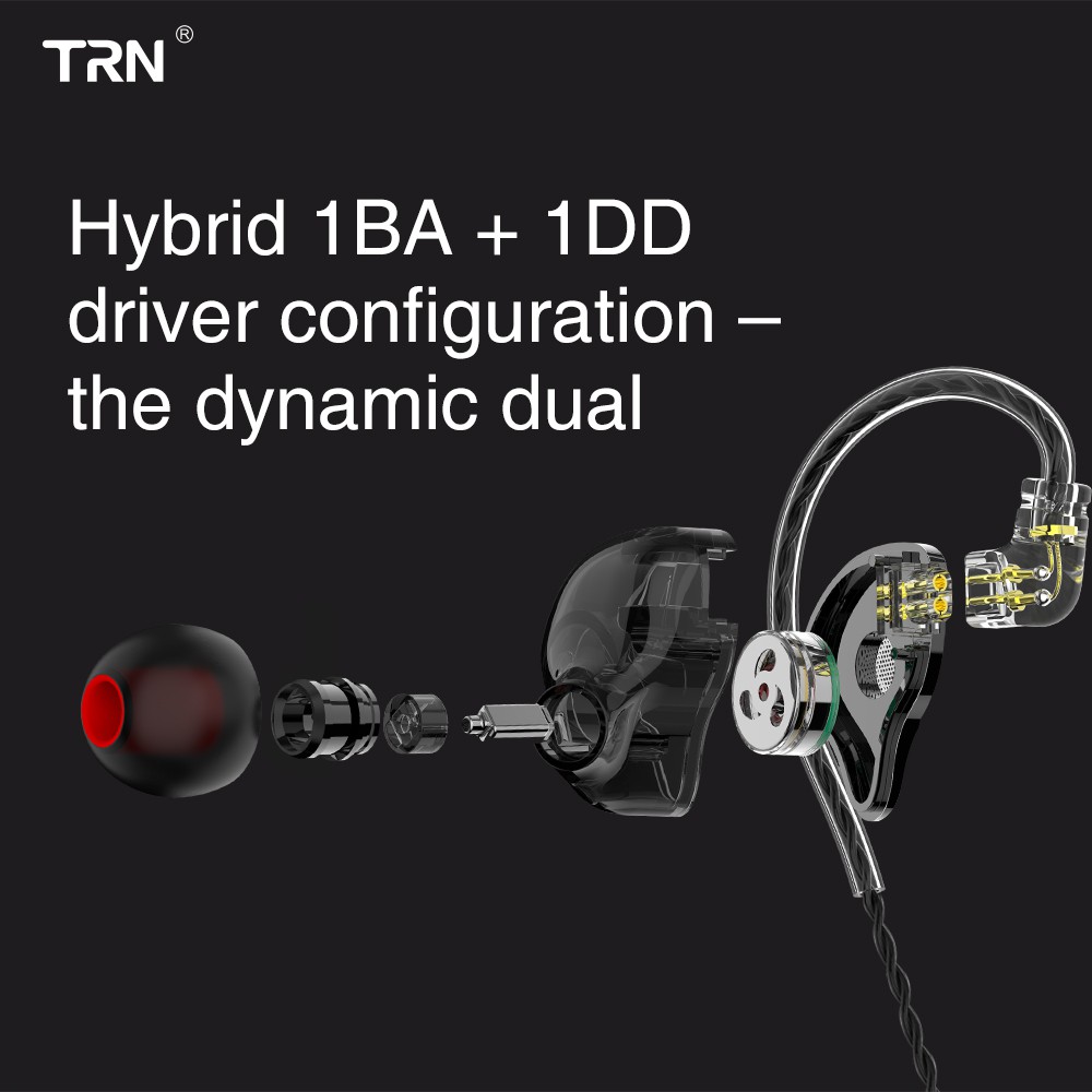 TRN ST1 In Ear Earphone 1BA 1DD Hybrid Metal IEM DJ HIFI Monitor Running Sport Earphone Earplug Headset TRN V90 V80 BA5 V30 IM1