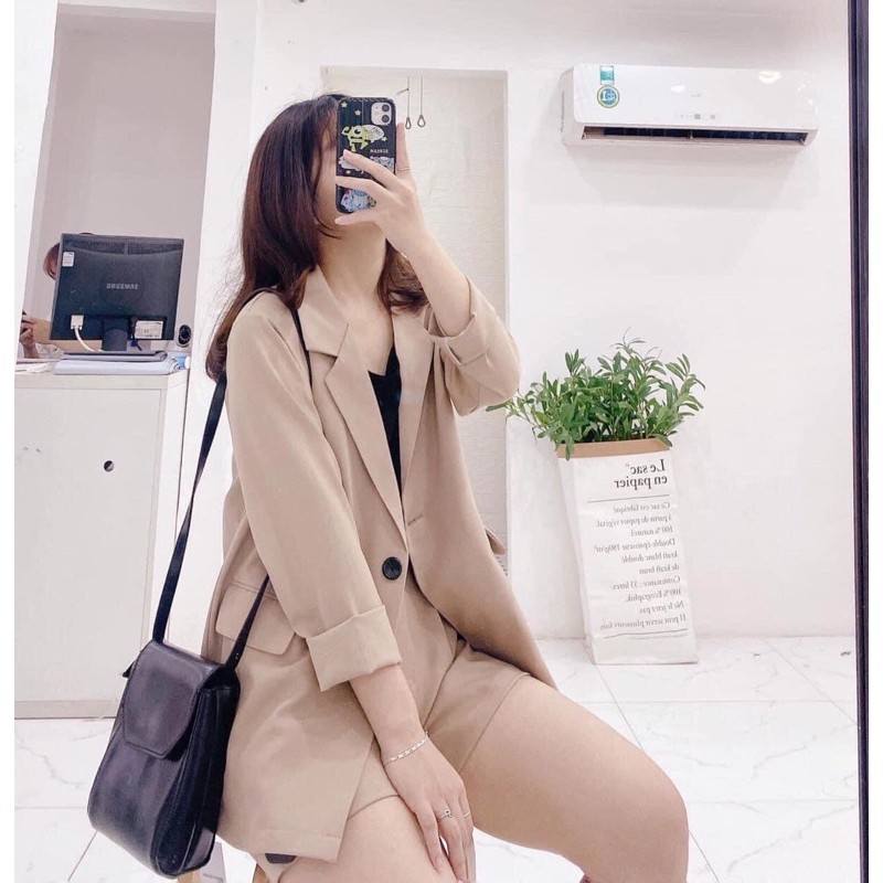 Áo blazer 1 khuy nắp túi
