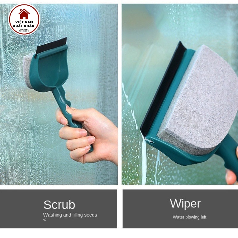 Bàn Chải Vệ Sinh Cửa Kính Hai Mặt [2 in 1] Tiện Lợi Dễ Dùng Có Tay Cầm Chống Trượt