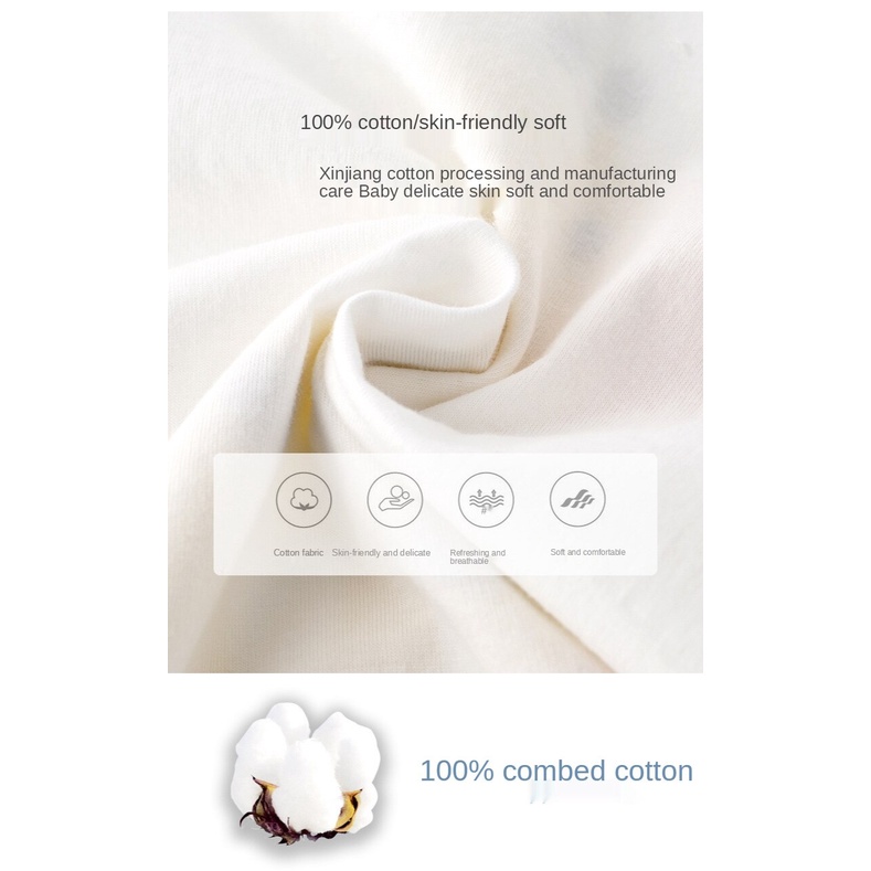 Bộ đồ ngủ liền thân tay ngắn vải cotton họa tiết hoạt hình xinh xắn thời trang cho bé sơ sinh 0-18 tháng tuổi