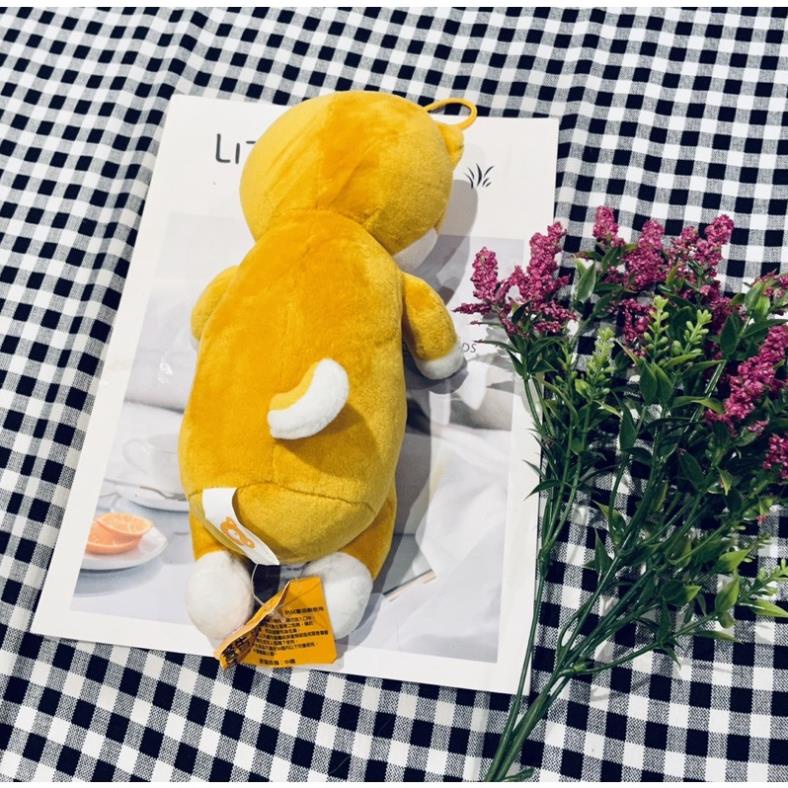 Gấu bông chó Shiba nằm ngửa hở rốn 15-18cm BooBooBear
