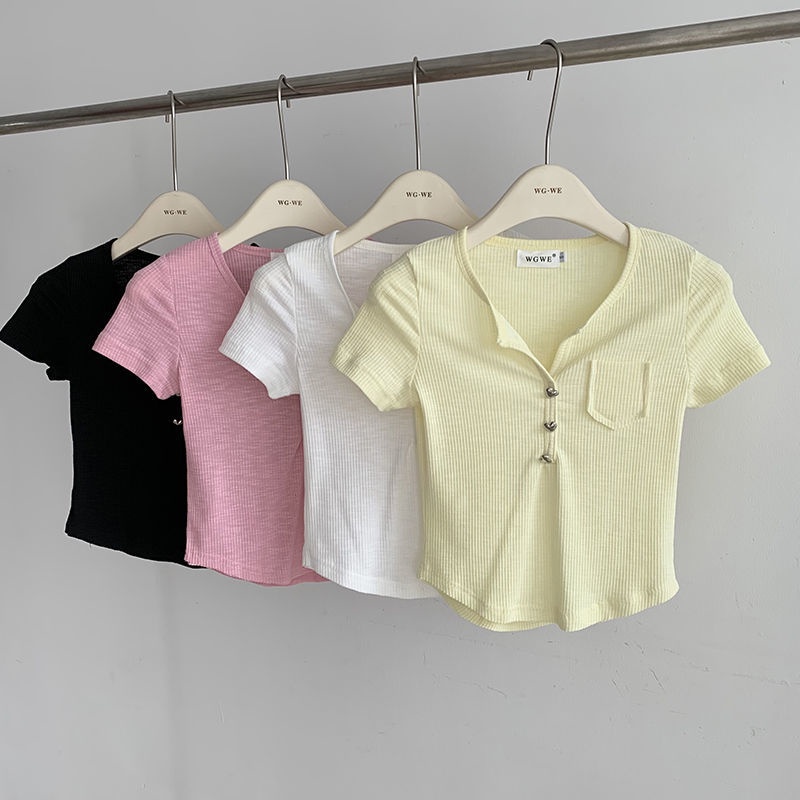 Áo Thun Tay Ngắn Cổ Chữ V Thời Trang Mùa Hè Dành Cho Nữ