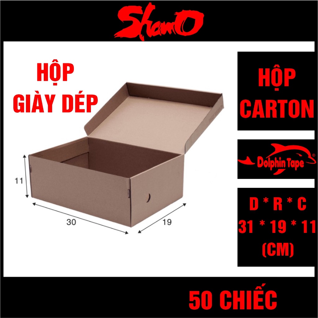 [ 50 chiếc ] Hộp carton KT: 31cm x 19cm x 11cm – Hộp đựng giày dép hoặc dùng trong công tác đóng hàng hỗ trợ vận chuyển