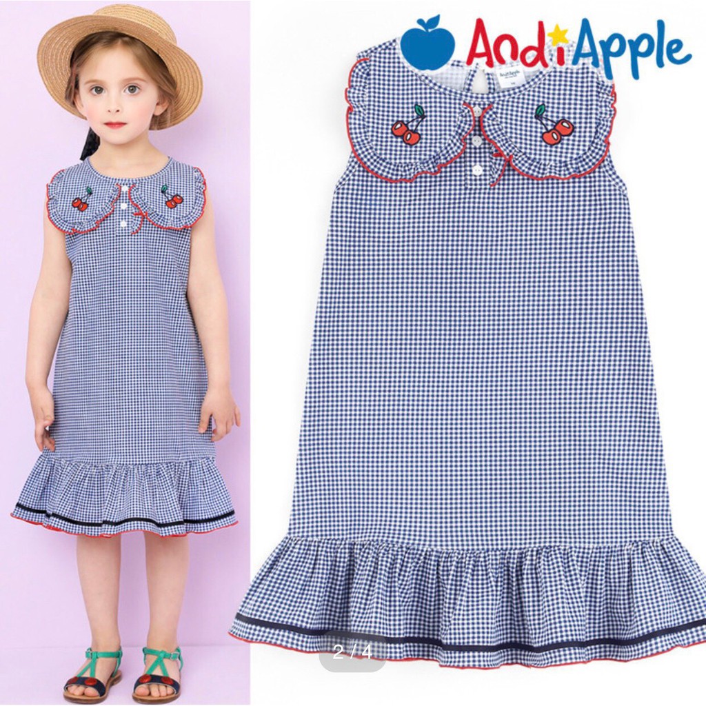 Đầm vải cherry AndiApple cho bé gái 3-10T D3135