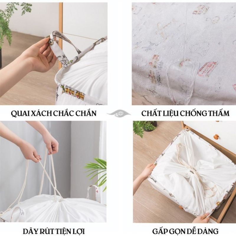Giỏ Đựng Quần Áo Bằng Vải Chống Nước Cỡ Lớn 100L - Giỏ Đựng Đồ Có Thể Xếp Gọn Tiện Lợi