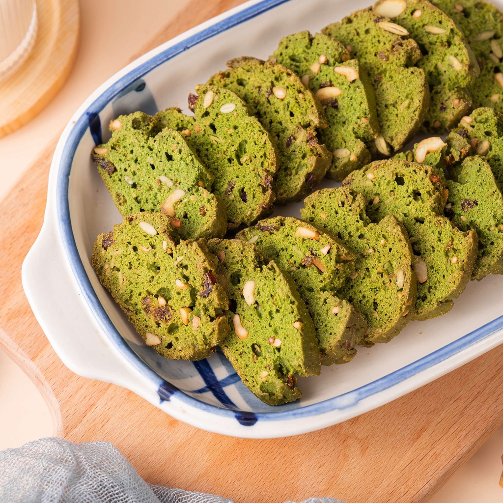 Bánh ăn kiêng biscotti ONFOD vị matcha dành cho người tiểu đường, giảm cân mix 5 vị nguyên cám không đường 250g 500g