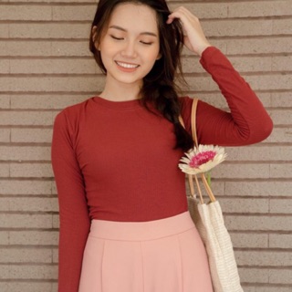 Áo thun gân tay dài croptop