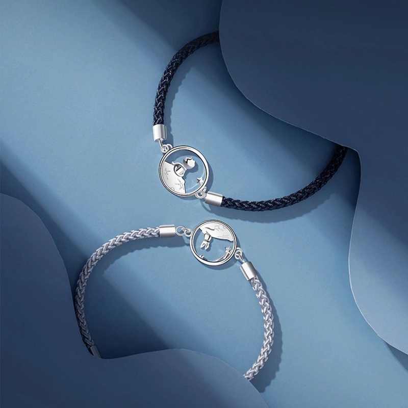 Vòng Tay Dây Bện Mặt Hình Chú Cáo Hoàng Tử Nhỏ Lãng Mạn Sáng Tạo Thời Trang Cho Nữ/Cặp Đôi