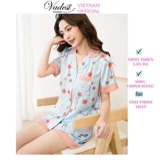Bộ pijama quần đùi tay ngắn vadesi đồ ngủ nữ mặc nhà lụa cao cấp họa tiết đẹp thoáng nhẹ mát mềm