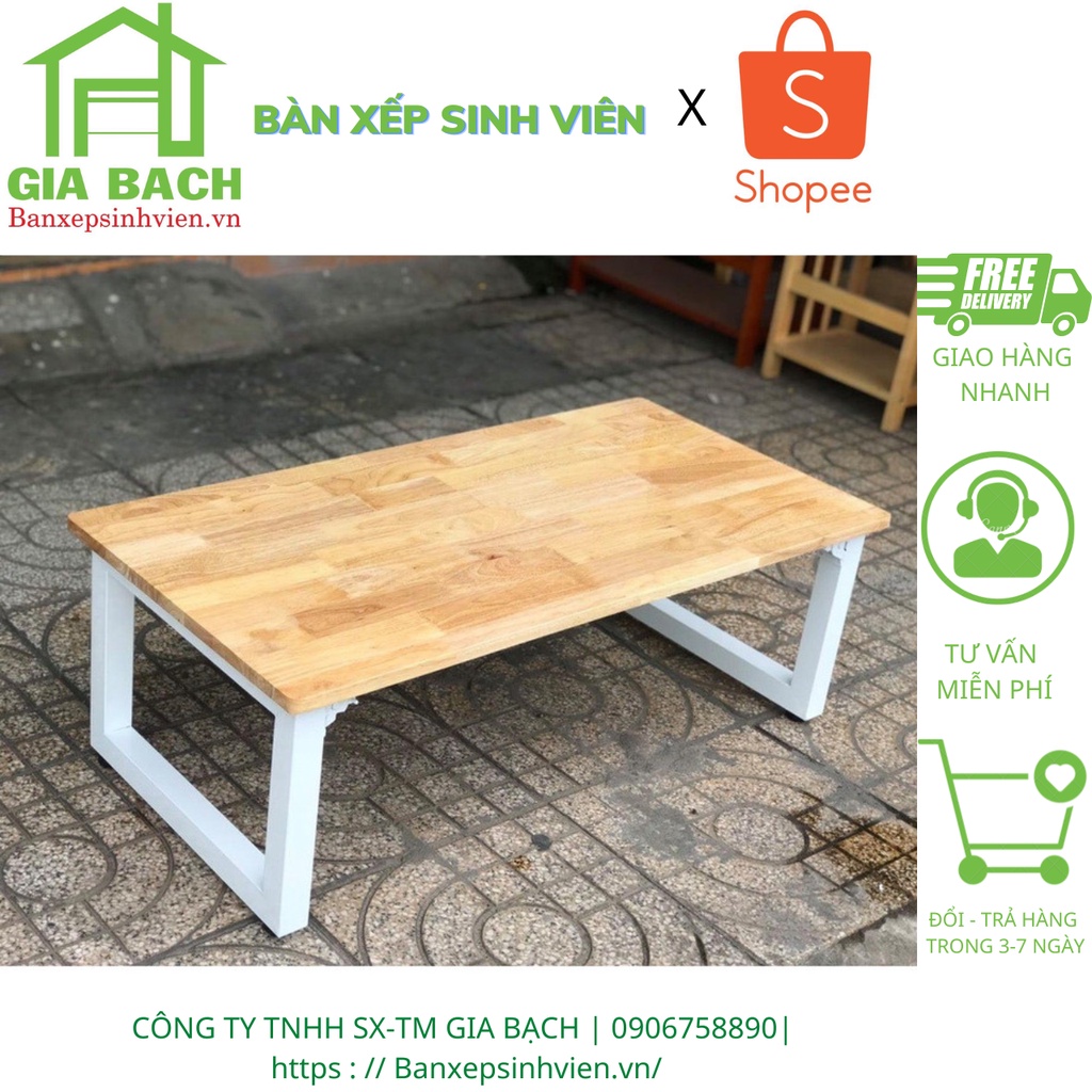 Bàn Gỗ chân Sắt 60x1m2x35 chắc chắn xếp gọn