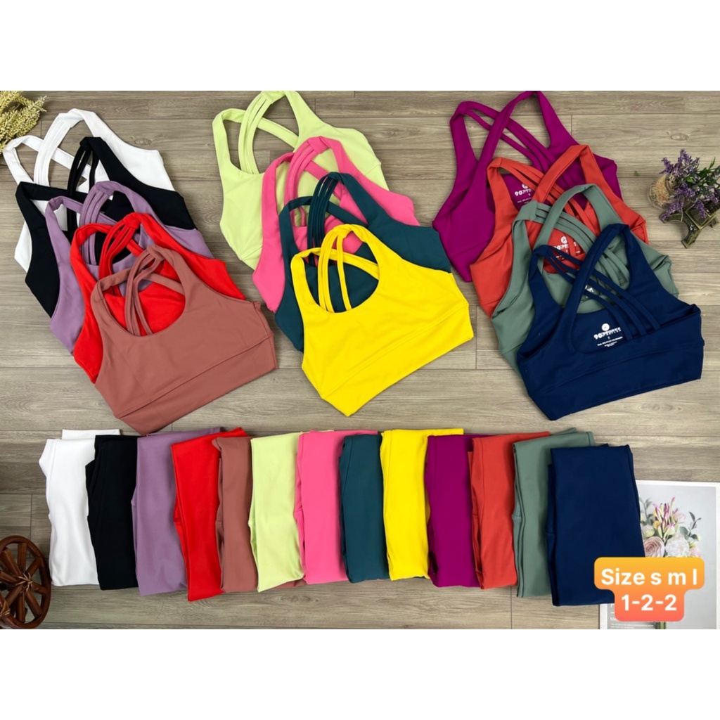 Đồ tập gym yoga nữ, set bộ thể thao áo bra đan dây kèm mút quần dài Bin Sport BD146